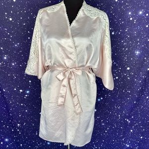 VINTAGE VAL MODE Pink Satin & Lace Lingerie Robe M